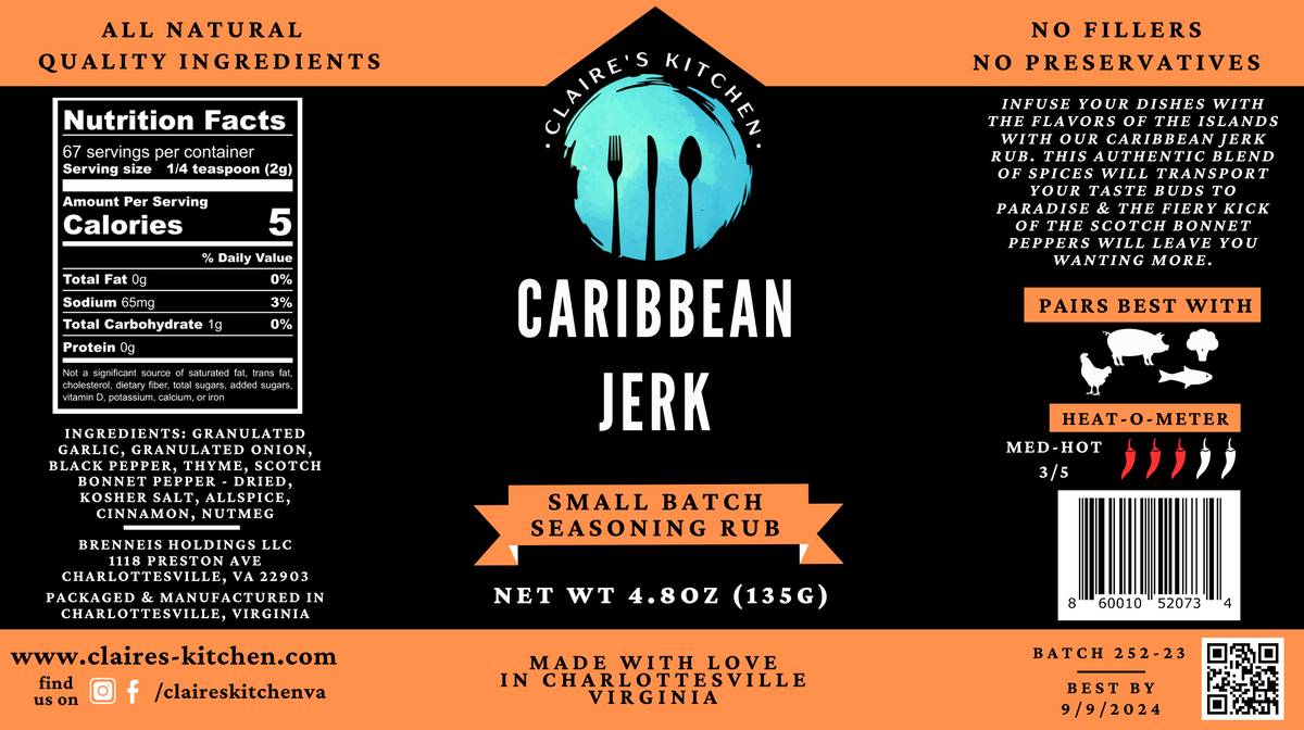 Claire's Kitchen Caribbean Jerk Seasoning 4.8oz