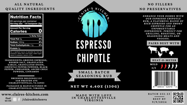 Claire's Kitchen Espresso Chipotle 4.6oz