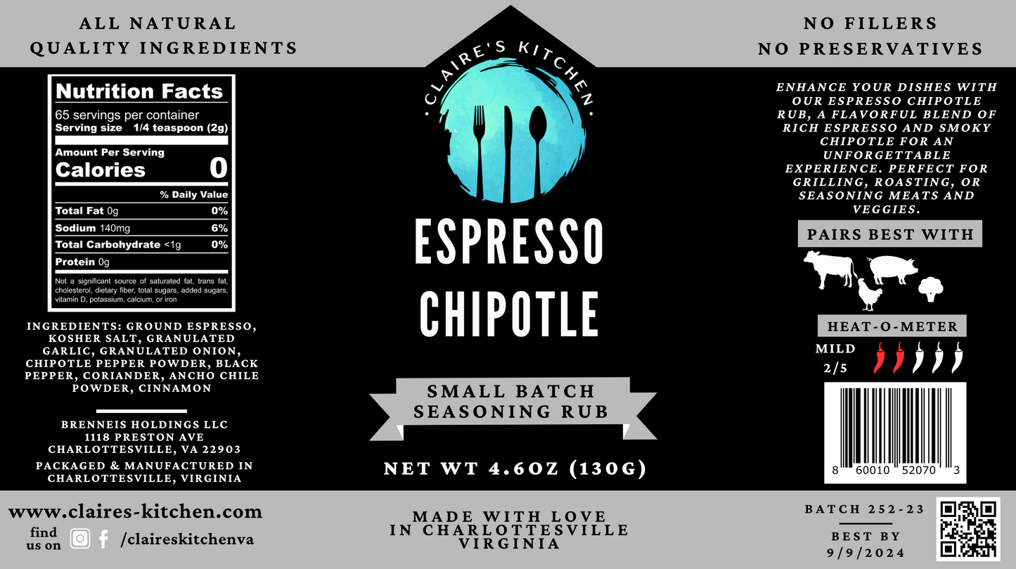 Espresso Chipotle Seasoning 4.6oz