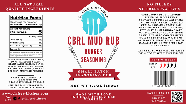 Claire's Kitchen CBRL MUD Rub Burger Seasoning