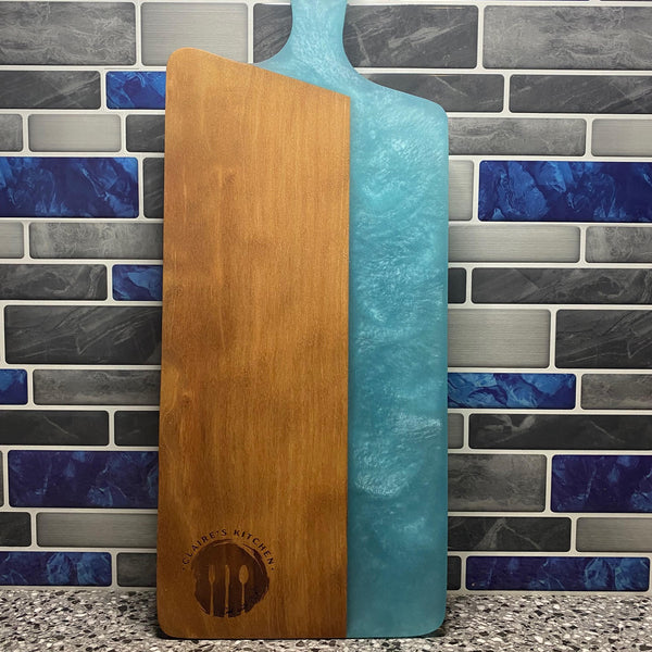 Cherry w/ Light Blue Resin Custom Snack Board 5" x 13.25"