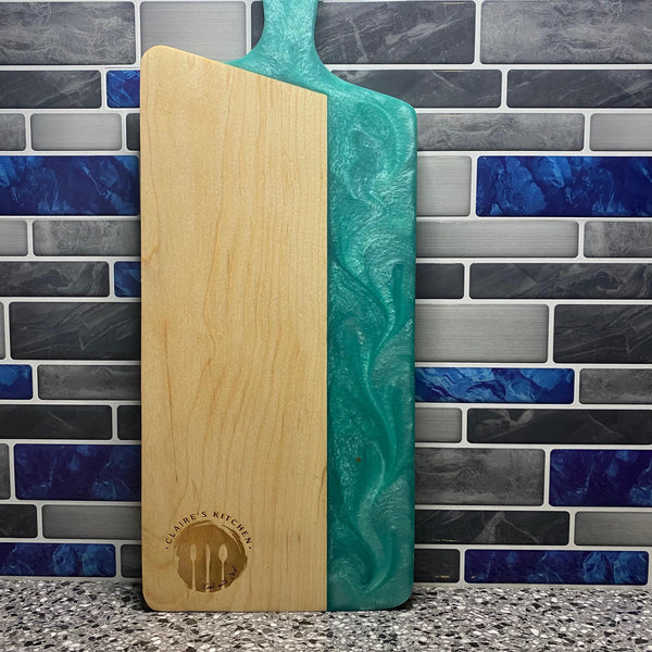 Maple w/ Green Resin Custom Snack Board 5" x 13.25"