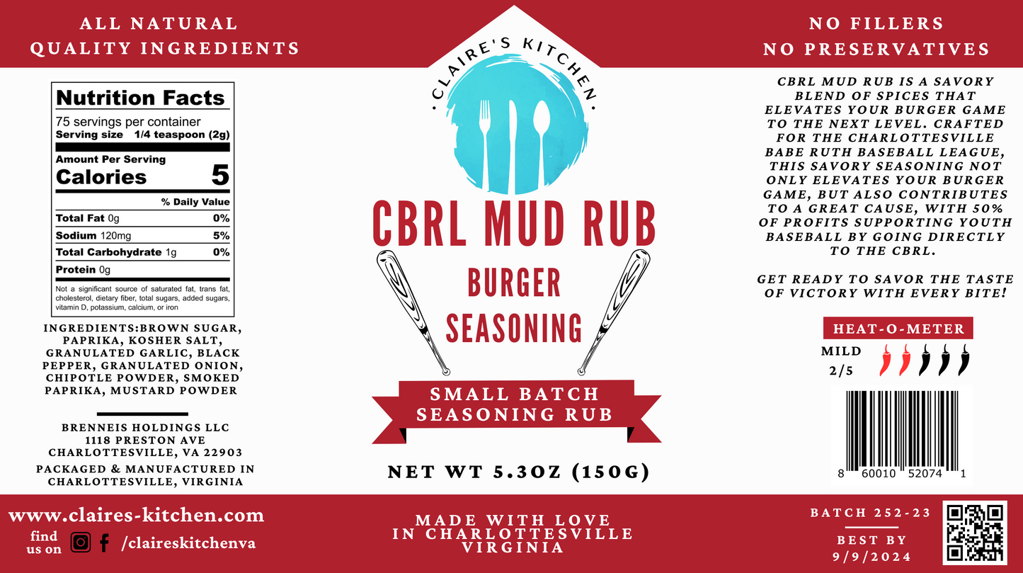CBRL MUD Rub Burger Seasoning 5.3oz